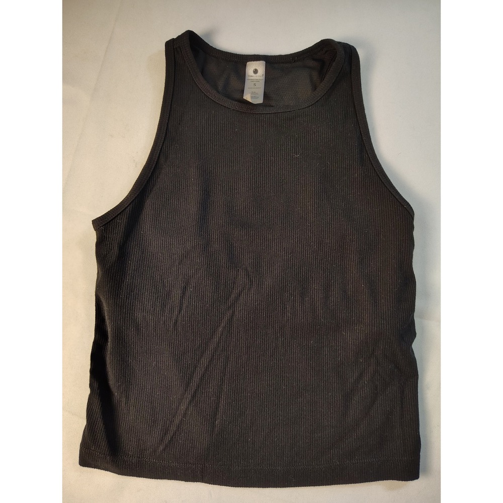 Yogalicious Heavenly Rib Stacy Crop Tank Black Ribbed Sleeveless Top Womens S